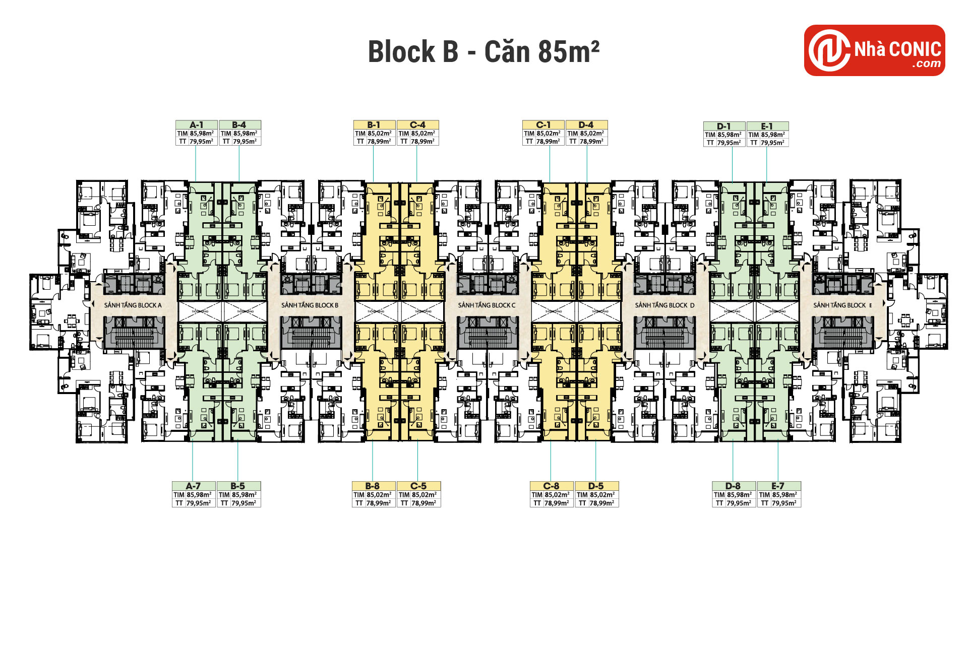 Căn 85m2 - Block B Conic Boulevard